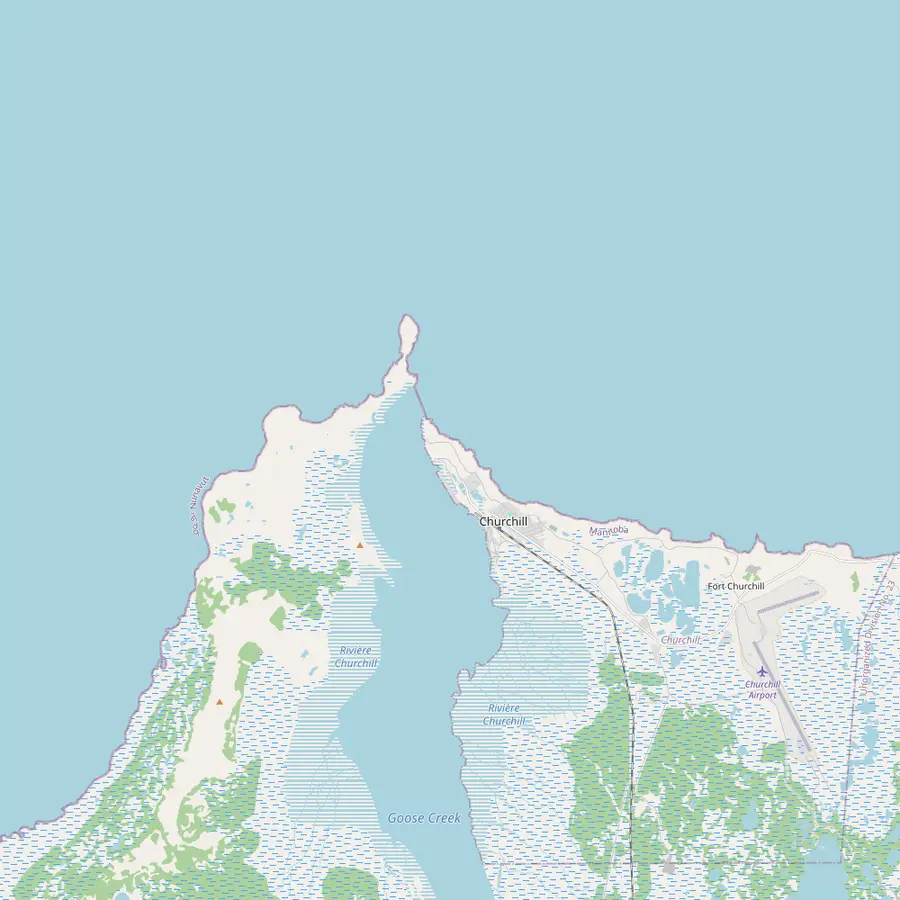 Map of the town of Churchill and Prince of Wales Fort across the Churchill River